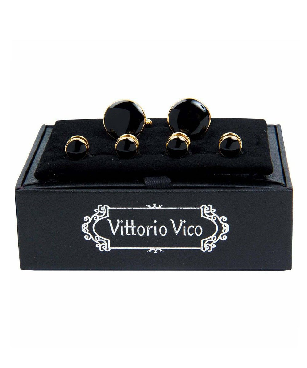 Vittorio Vico Men's Gold Cufflink & Stud Sets in Gift Box - Suits You Sir - Gold (FS - 401) - 
