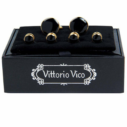 Vittorio Vico Men's Gold Cufflink & Stud Sets in Gift Box - Suits You Sir - Gold (FS - 401) - 