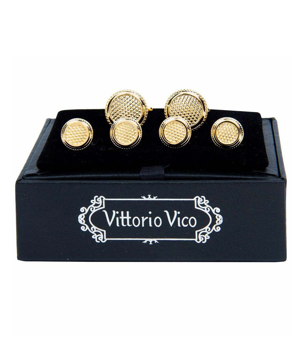 Vittorio Vico Men's Gold Cufflink & Stud Sets in Gift Box - Suits You Sir - Gold (FS - 65) - 