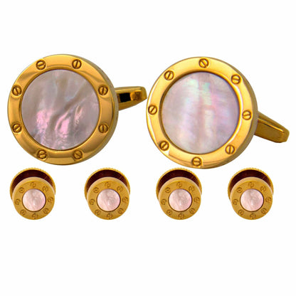 Vittorio Vico Men's Gold Cufflink & Stud Sets in Gift Box - Suits You Sir - Gold (FS - 92) - 