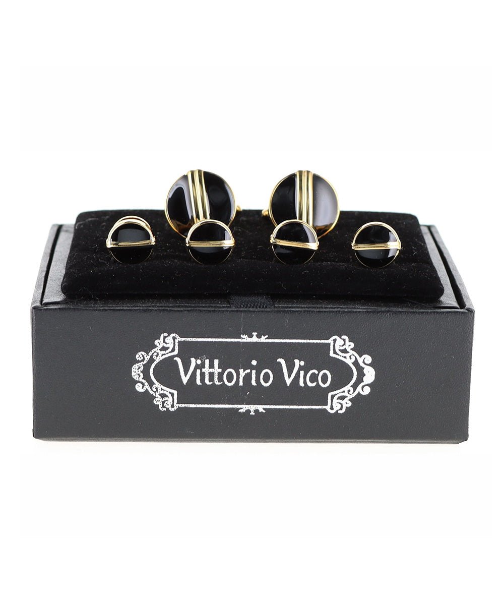 Vittorio Vico Men's Gold Cufflink & Stud Sets in Gift Box - Suits You Sir - Gold - 
