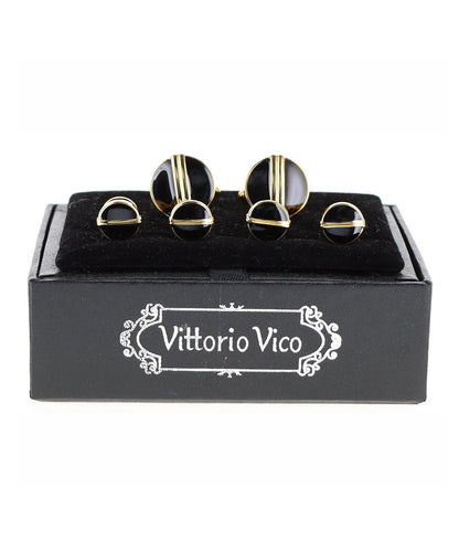 Vittorio Vico Men's Gold Cufflink & Stud Sets in Gift Box - Suits You Sir - Gold - 