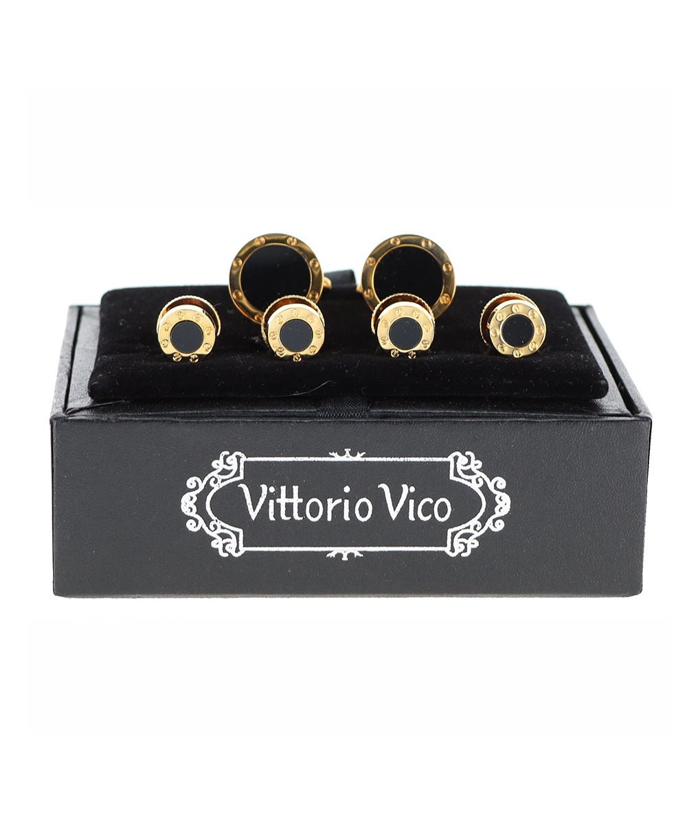 Vittorio Vico Men's Gold Cufflink & Stud Sets in Gift Box - Suits You Sir - Gold - 