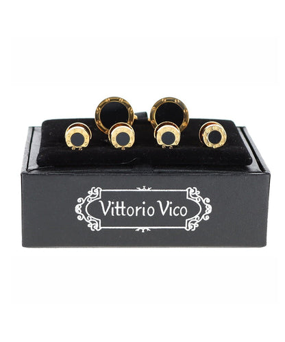Vittorio Vico Men's Gold Cufflink & Stud Sets in Gift Box - Suits You Sir - Gold - 