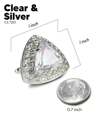 Vittorio Vico Men's Large Triangular Crystal Diamond Set Cufflinks: CL72XX Series - Suits You Sir - Clear and Silver - 