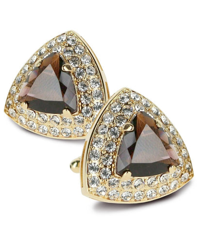 Vittorio Vico Men's Large Triangular Crystal Diamond Set Cufflinks: CL72XX Series - Suits You Sir - Purple and Gold - 