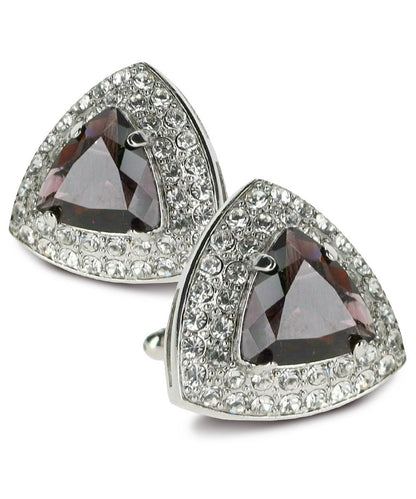 Vittorio Vico Men's Large Triangular Crystal Diamond Set Cufflinks: CL72XX Series - Suits You Sir - Purple and Silver - 