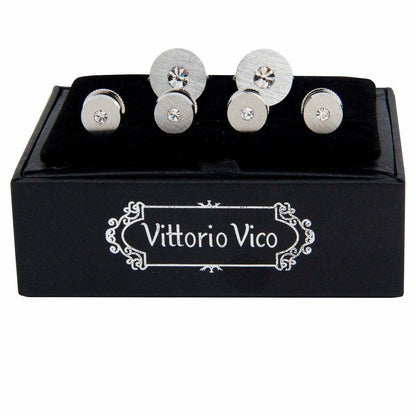 Vittorio Vico Men's Silver Cufflinks & Stud Sets in Gift Box - Suits You Sir - Silver (FS - 143) - 