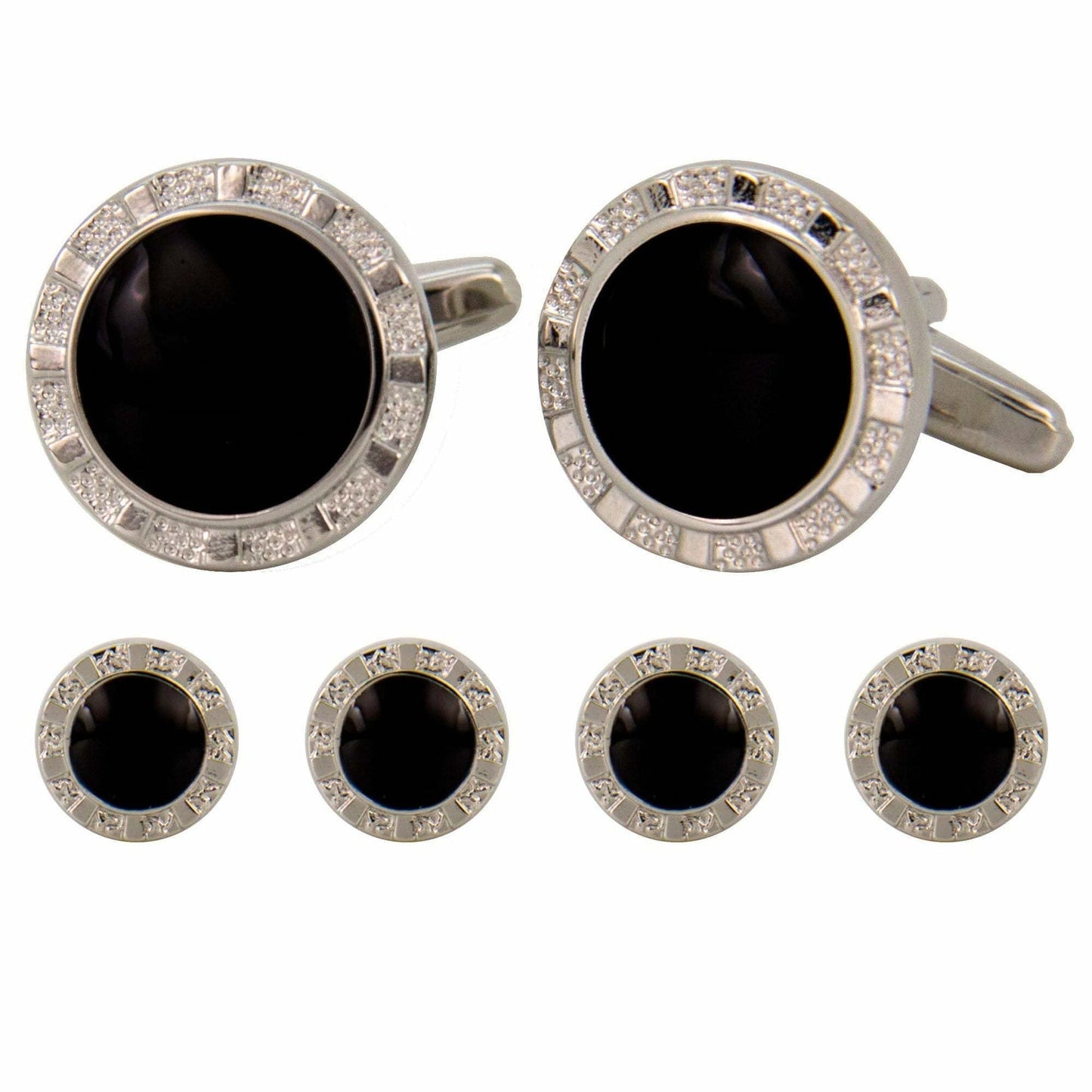 Vittorio Vico Men's Silver Cufflinks & Stud Sets in Gift Box - Suits You Sir - Silver (FS - 171) - 