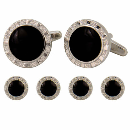 Vittorio Vico Men's Silver Cufflinks & Stud Sets in Gift Box - Suits You Sir - Silver (FS - 171) - 