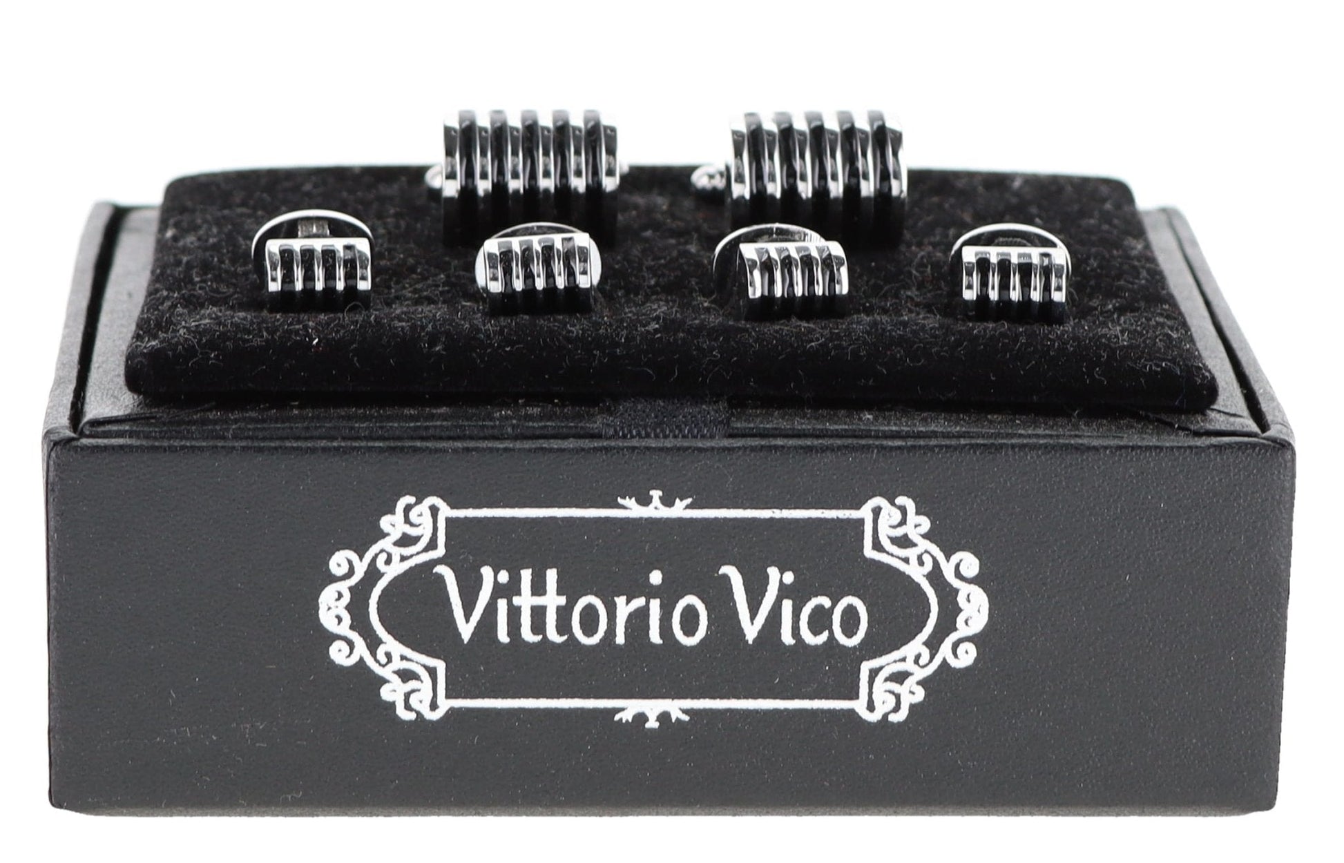 Vittorio Vico Men's Silver Cufflinks & Stud Sets in Gift Box - Suits You Sir - Silver (FS - 20) - 