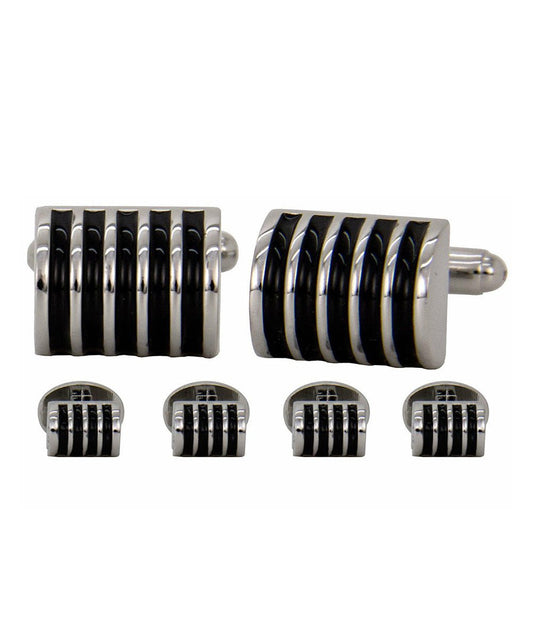 Vittorio Vico Men's Silver Cufflinks & Stud Sets in Gift Box - Suits You Sir - Silver (FS - 20) - 