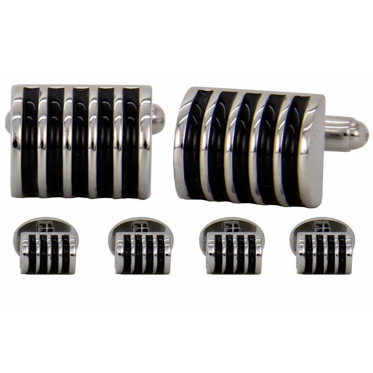 Vittorio Vico Men's Silver Cufflinks & Stud Sets in Gift Box - Suits You Sir - Silver (FS - 20) - 