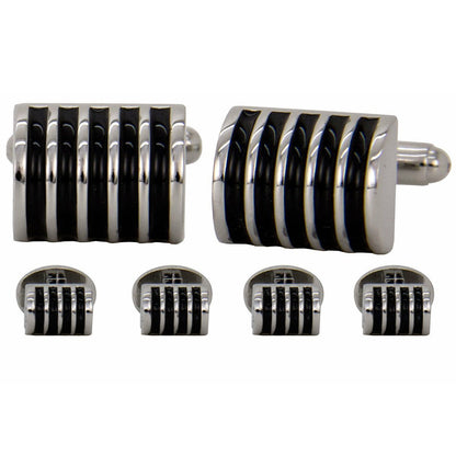 Vittorio Vico Men's Silver Cufflinks & Stud Sets in Gift Box - Suits You Sir - Silver (FS - 20) - 
