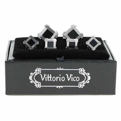Vittorio Vico Men's Silver Cufflinks & Stud Sets in Gift Box - Suits You Sir - Silver (FS - 20) - 