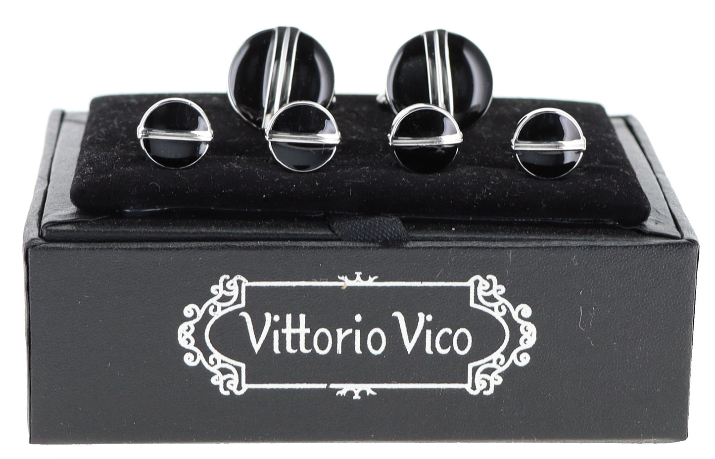 Vittorio Vico Men's Silver Cufflinks & Stud Sets in Gift Box - Suits You Sir - Silver (FS - 20) - 