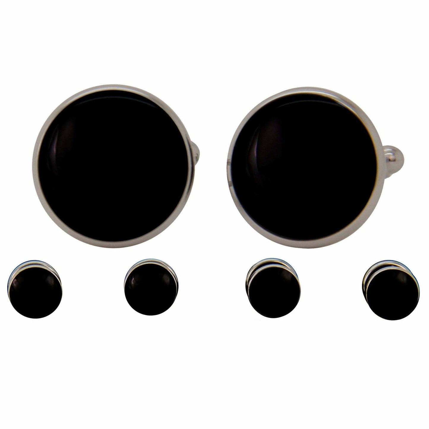 Vittorio Vico Men's Silver Cufflinks & Stud Sets in Gift Box - Suits You Sir - Silver (FS - 401) - 