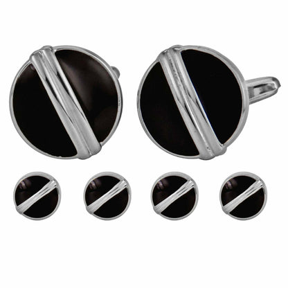 Vittorio Vico Men's Silver Cufflinks & Stud Sets in Gift Box - Suits You Sir - Silver (FS - 90) - 