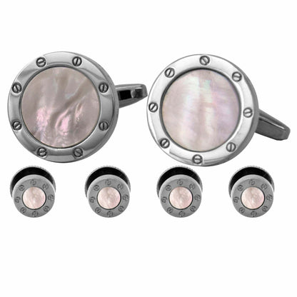 Vittorio Vico Men's Silver Cufflinks & Stud Sets in Gift Box - Suits You Sir - Silver (FS - 92) - 