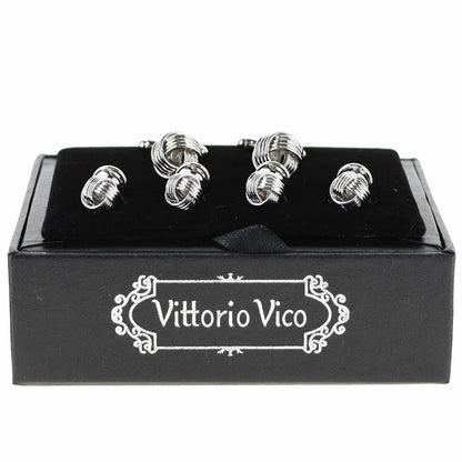 Vittorio Vico Men's Silver Cufflinks & Stud Sets in Gift Box - Suits You Sir - Silver - 