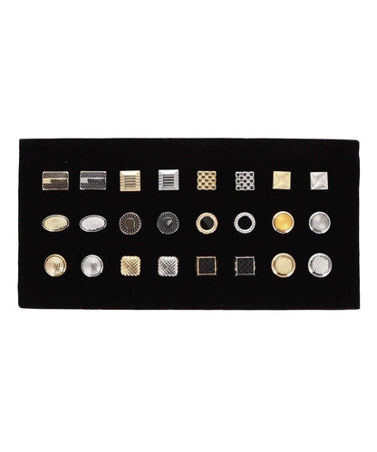 Vittorio Vico Men's Tie Tacks on Presentation Board: 24 Pack - Suits You Sir - Gold and Silver Plain - 