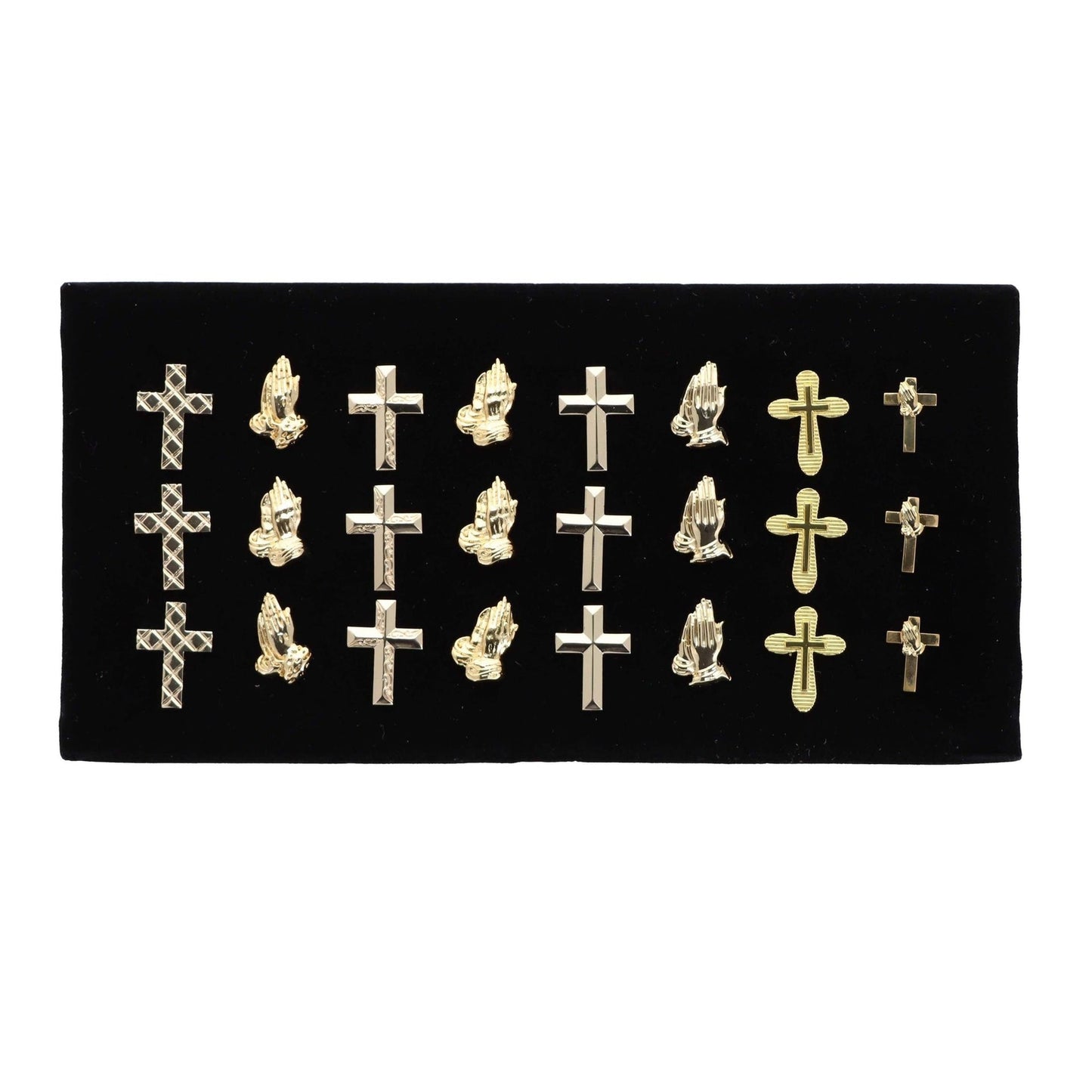 Vittorio Vico Men's Tie Tacks on Presentation Board: 24 Pack - Suits You Sir - Gold Religious - 