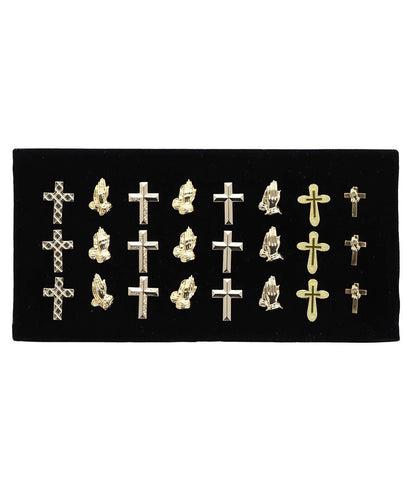 Vittorio Vico Men's Tie Tacks on Presentation Board: 24 Pack - Suits You Sir - Gold Religious - 
