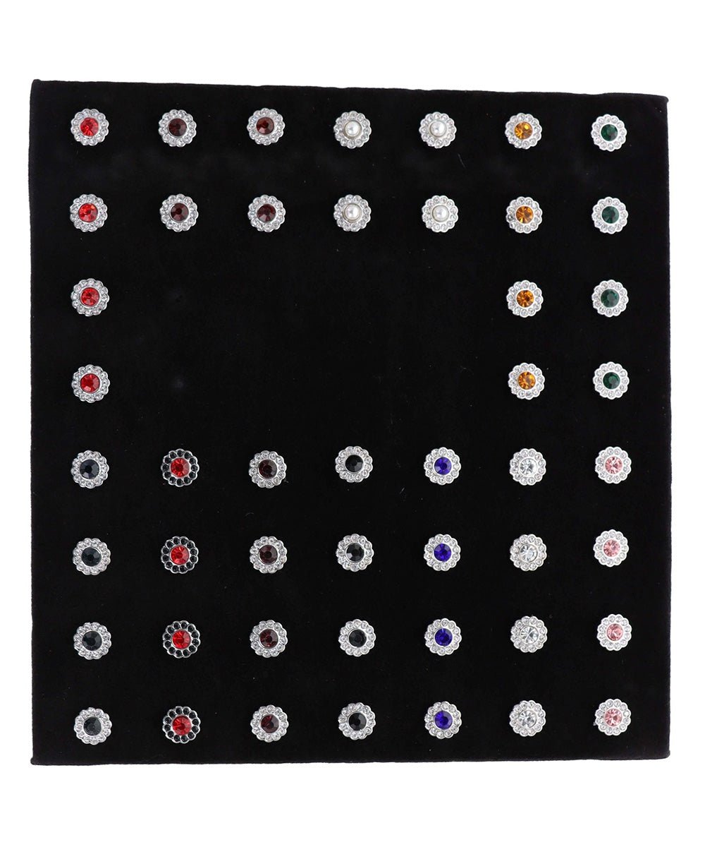 Vittorio Vico Men's Tie Tacks on Presentation Board: 24 Pack - Suits You Sir - Silver Flower - 