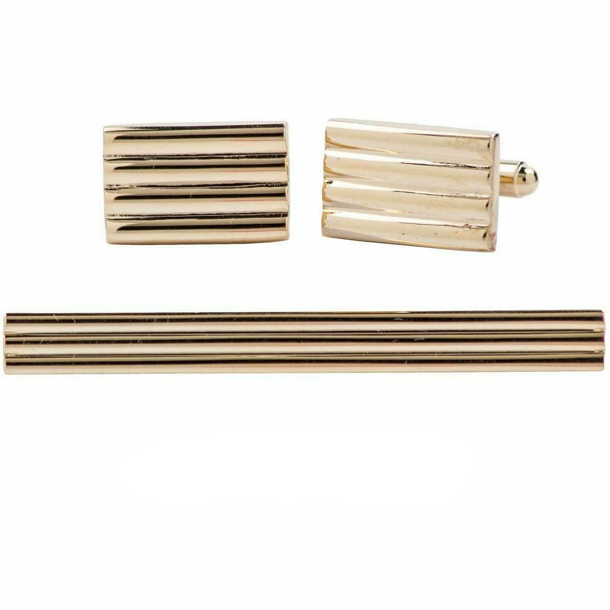 Vittorio Vico Plain Gold Cufflink & Tie Bar Set in Gift Box - Suits You Sir - CLTB 419 - 