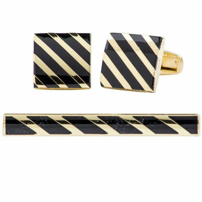 Vittorio Vico Plain Gold Cufflink & Tie Bar Set in Gift Box - Suits You Sir - CLTB 419 - 