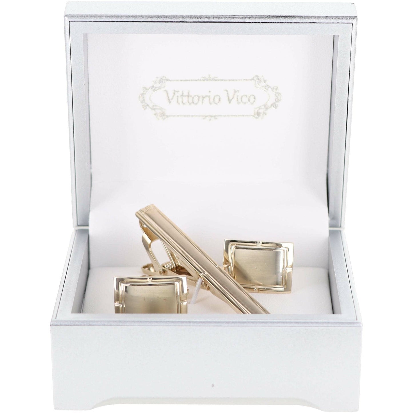 Vittorio Vico Plain Gold Cufflink & Tie Bar Set in Gift Box - Suits You Sir - CLTB 419 - 