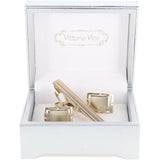 Vittorio Vico Plain Gold Cufflink & Tie Bar Set in Gift Box - Suits You Sir - CLTB 419 - 