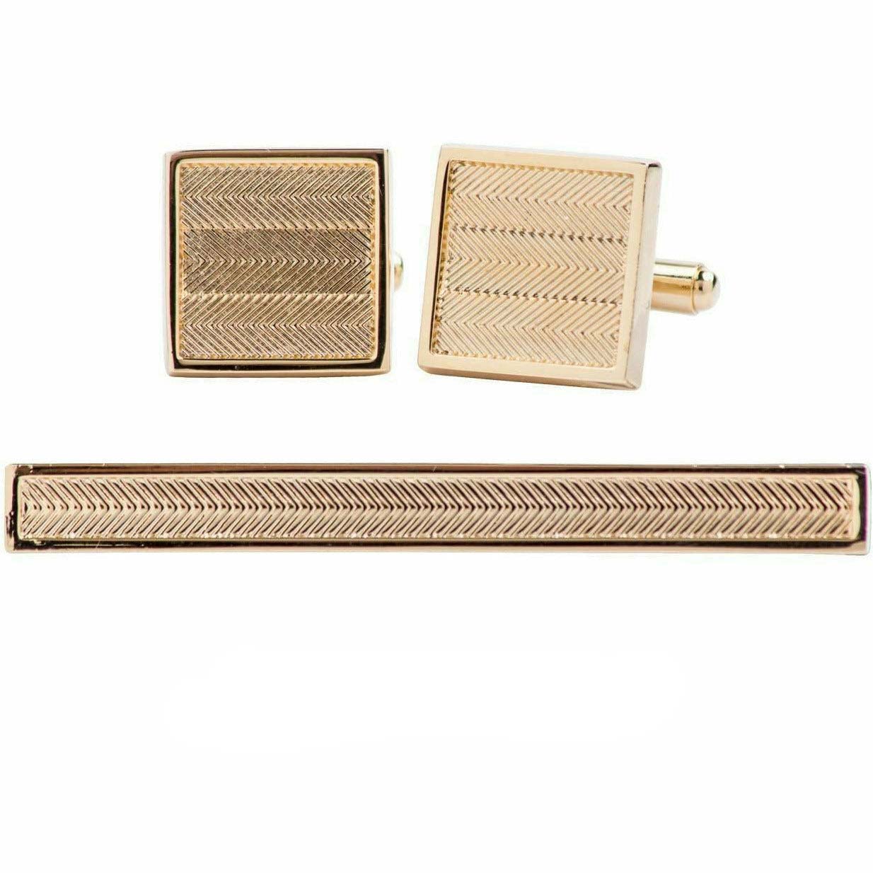Vittorio Vico Plain Gold Cufflink & Tie Bar Set in Gift Box - Suits You Sir - CLTB 419 - 