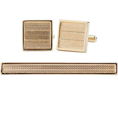 Vittorio Vico Plain Gold Cufflink & Tie Bar Set in Gift Box - Suits You Sir - CLTB 419 - 