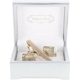 Vittorio Vico Plain Gold Cufflink & Tie Bar Set in Gift Box - Suits You Sir - CLTB 419 - 