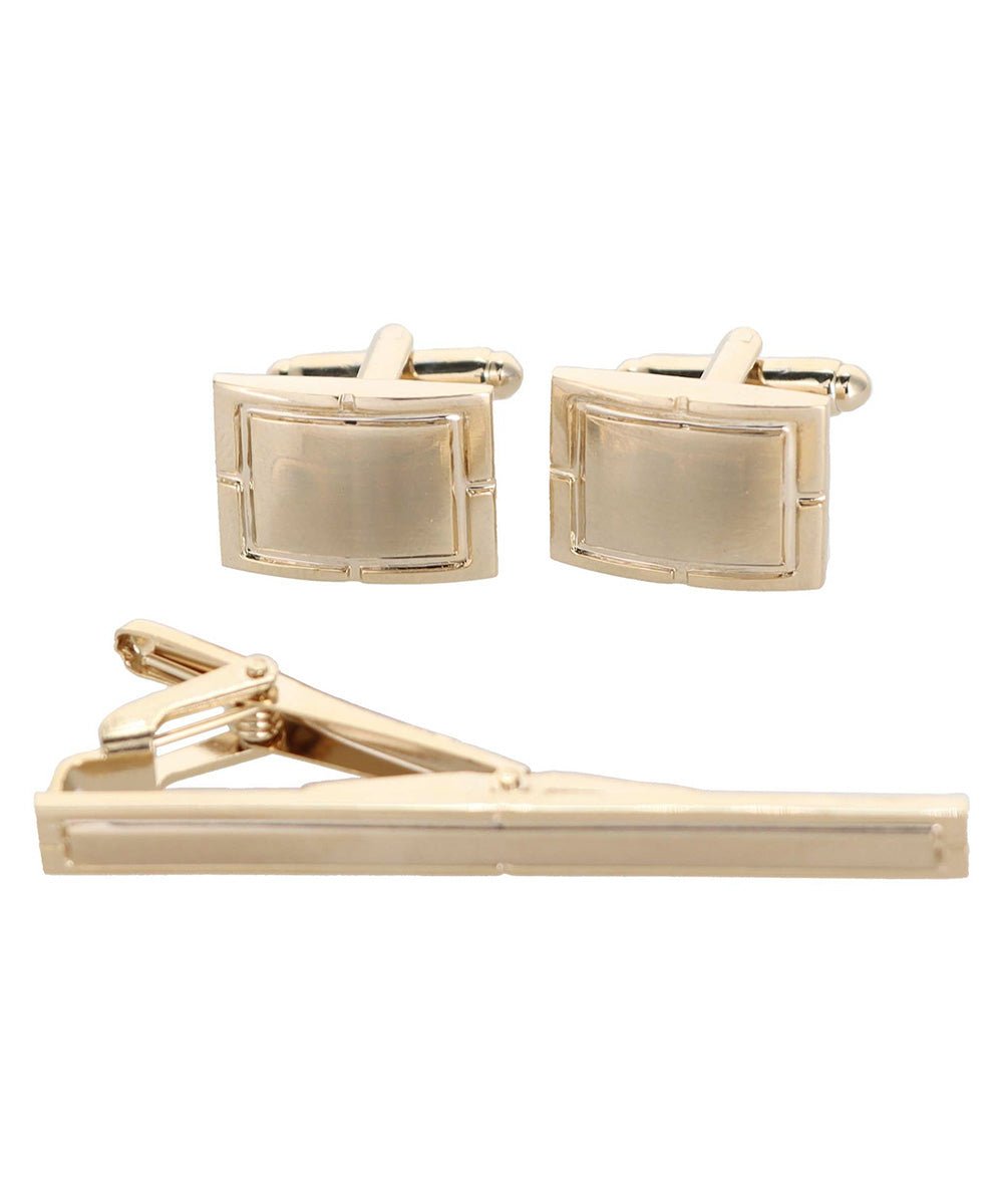 Vittorio Vico Plain Gold Cufflink & Tie Bar Set in Gift Box - Suits You Sir - CLTB 419 - 
