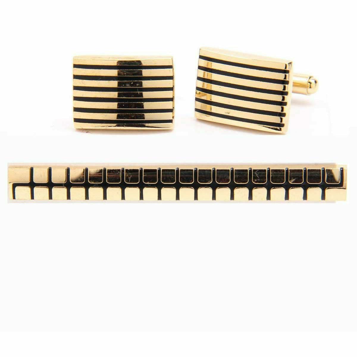 Vittorio Vico Plain Gold Cufflink & Tie Bar Set in Gift Box - Suits You Sir - CLTB 419 - 