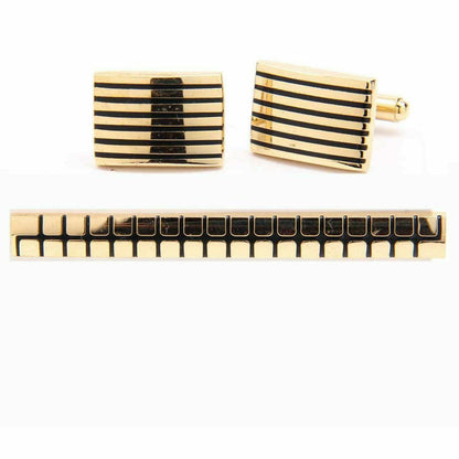 Vittorio Vico Plain Gold Cufflink & Tie Bar Set in Gift Box - Suits You Sir - CLTB 419 - 