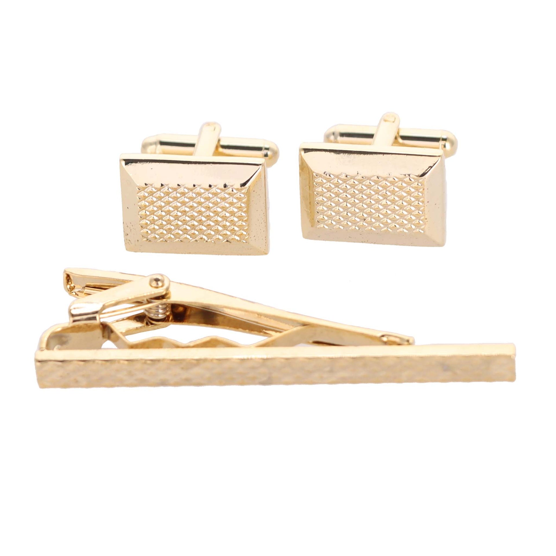 Vittorio Vico Plain Gold Cufflink & Tie Bar Set in Gift Box - Suits You Sir - CLTB 419 - 