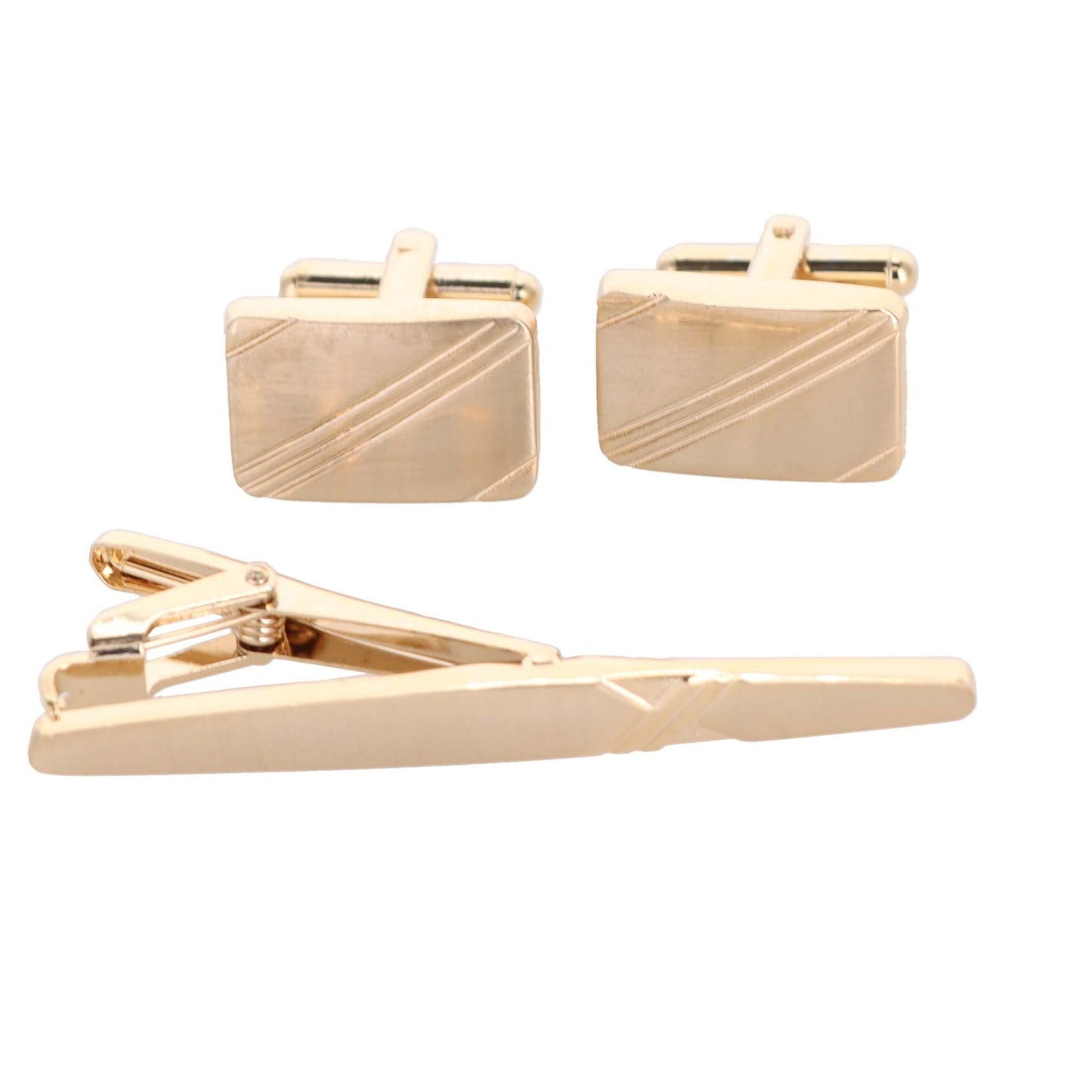 Vittorio Vico Plain Gold Cufflink & Tie Bar Set in Gift Box - Suits You Sir - CLTB 419 - 