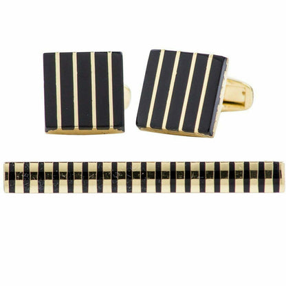 Vittorio Vico Plain Gold Cufflink & Tie Bar Set in Gift Box - Suits You Sir - CLTB 419 - 