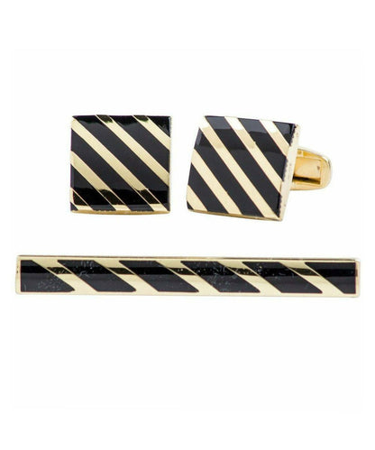 Vittorio Vico Plain Gold Cufflink & Tie Bar Set in Gift Box - Suits You Sir - CLTB 419 - 