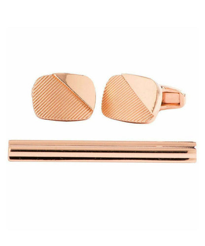 Vittorio Vico Plain Gold Cufflink & Tie Bar Set in Gift Box - Suits You Sir - CLTB 447 - 