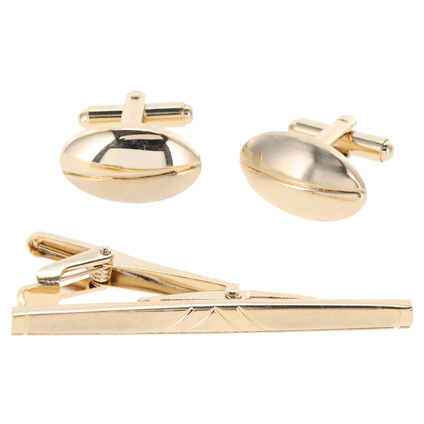 Vittorio Vico Plain Gold Cufflink & Tie Bar Set in Gift Box - Suits You Sir - CLTB 447 - 
