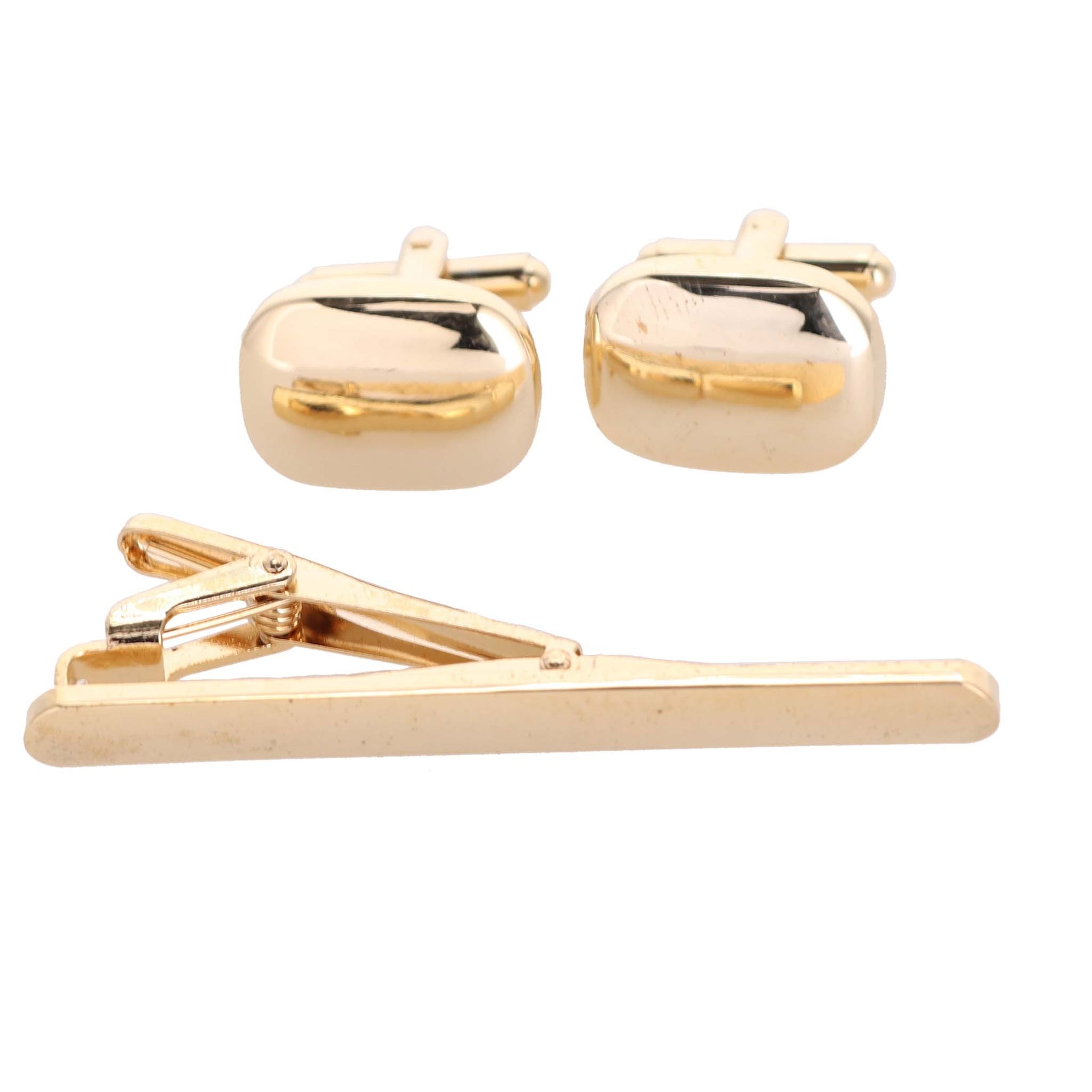 Vittorio Vico Plain Gold Cufflink & Tie Bar Set in Gift Box - Suits You Sir - CLTB 447 - 