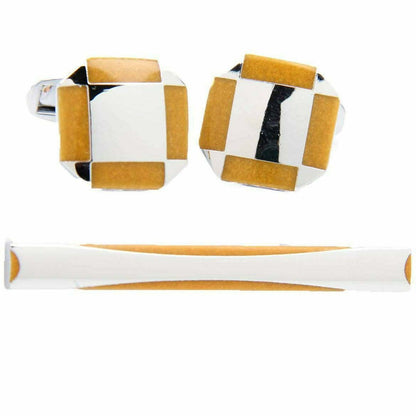 Vittorio Vico Plain Gold Cufflink & Tie Bar Set in Gift Box - Suits You Sir - CLTB 447 - 