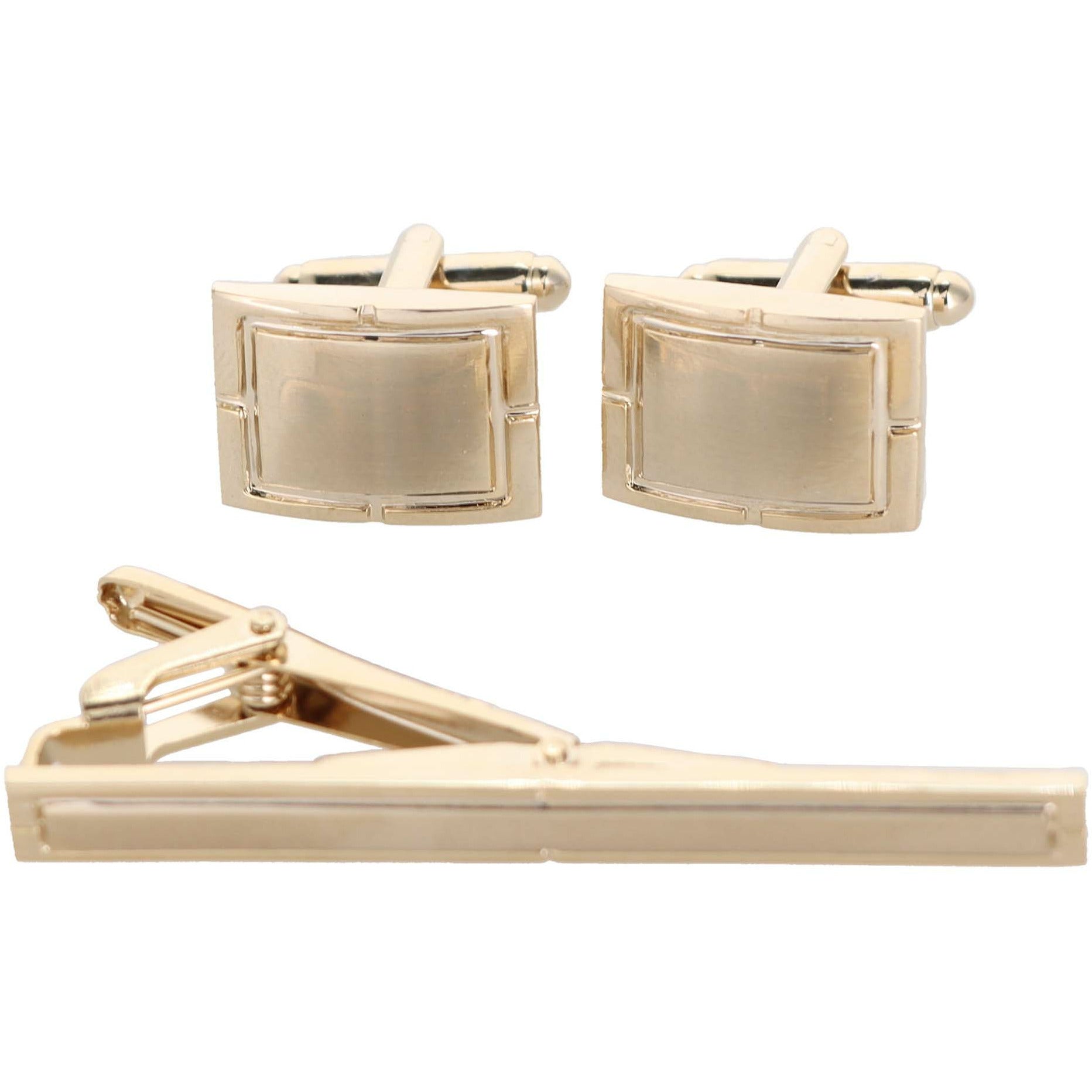 Vittorio Vico Plain Gold Cufflink & Tie Bar Set in Gift Box - Suits You Sir - CLTB 447 - 