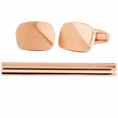 Vittorio Vico Plain Gold Cufflink & Tie Bar Set in Gift Box - Suits You Sir - CLTB 447 - 