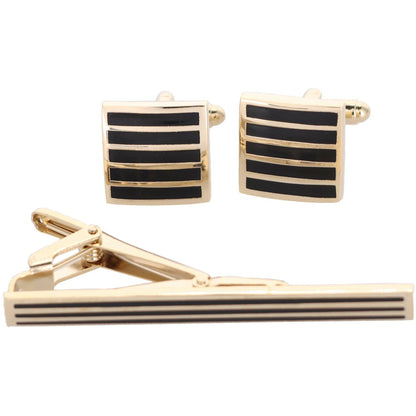 Vittorio Vico Plain Gold Cufflink & Tie Bar Set in Gift Box - Suits You Sir - CLTB 465 - 