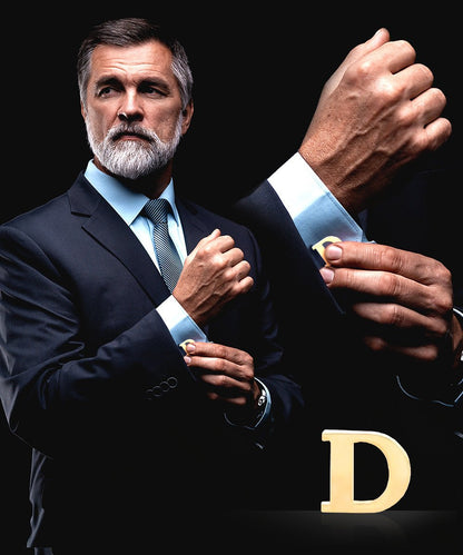Vittorio Vico Plain Initial Cufflinks in Gift Box - Suits You Sir - Gold - D